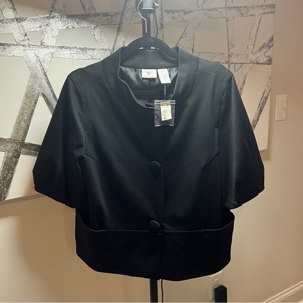 NWT Worthington L Black Blazer Jacket Puff Sleeves
